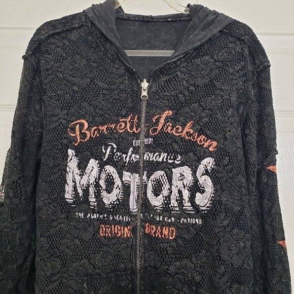 Barrett Jackson Reversible Jacket Lace Distressed Muscle Cars Womens Size Medium - Picture 2 of 16